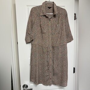 Max & Mia Floral Collared Shirt Dress Tie Waist